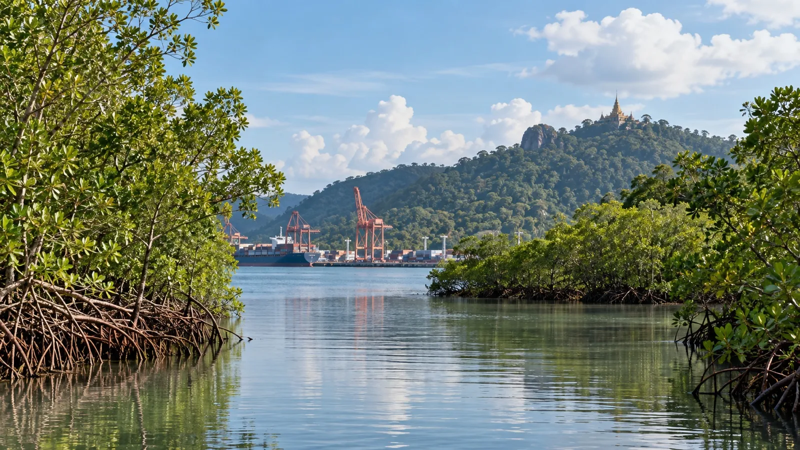 Mangrove creek in Ream National Park Cambodia