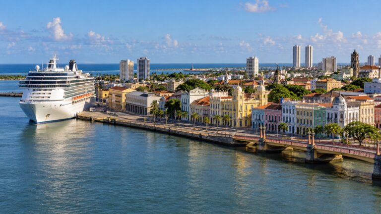 Cruise ship beside Recife Antigo’s waterfront