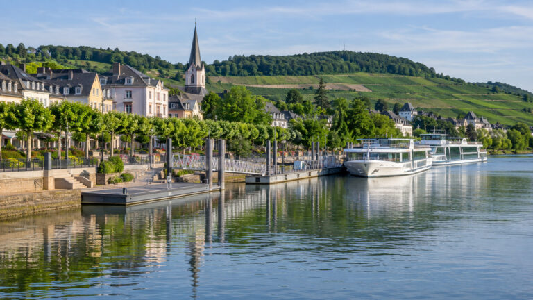 Riverfront and cruise port area at Remich, Luxembourg
