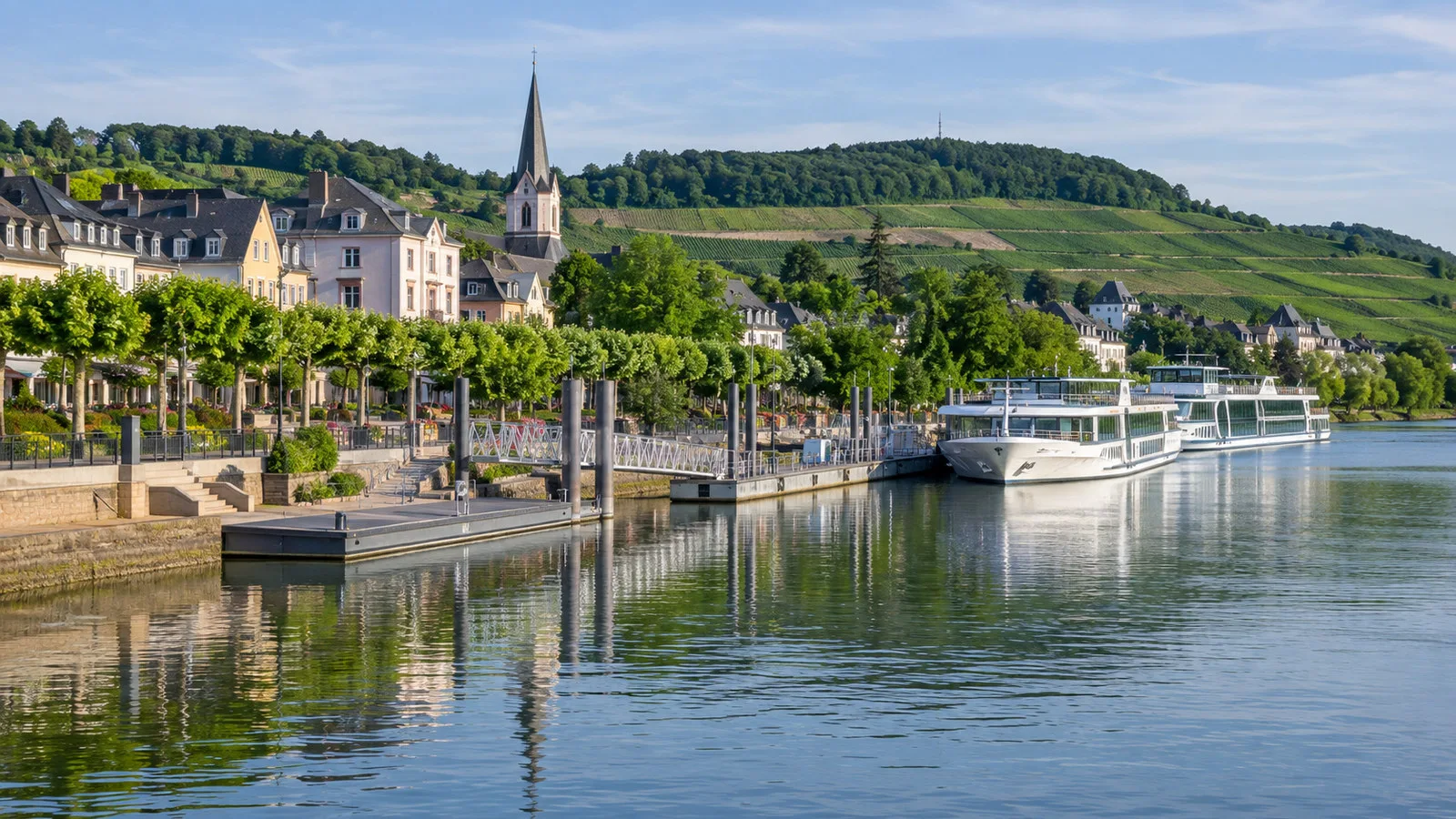 Riverfront and cruise port area at Remich, Luxembourg