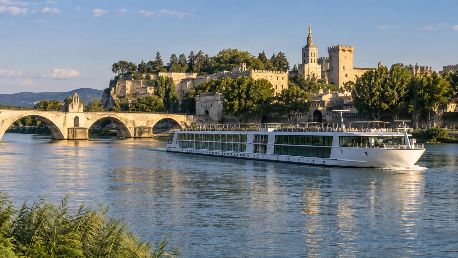 Rhône river cruise ship near Avignon in Provence
