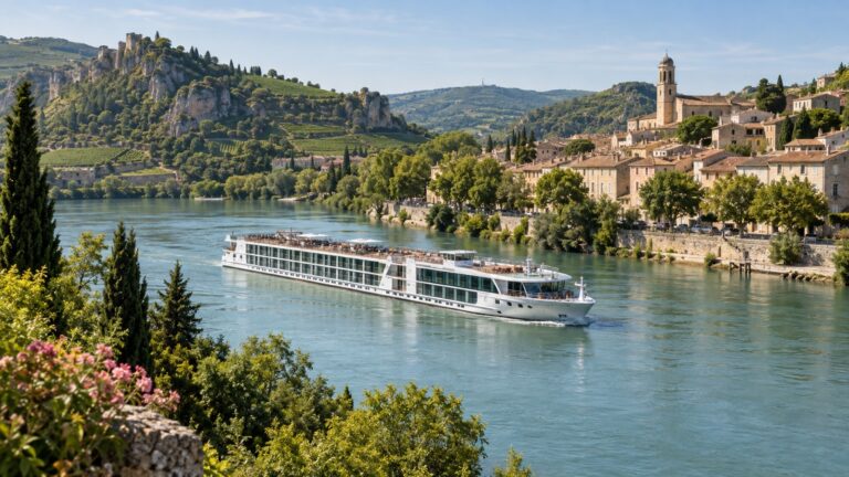 River cruise ship on Rhône in southern France