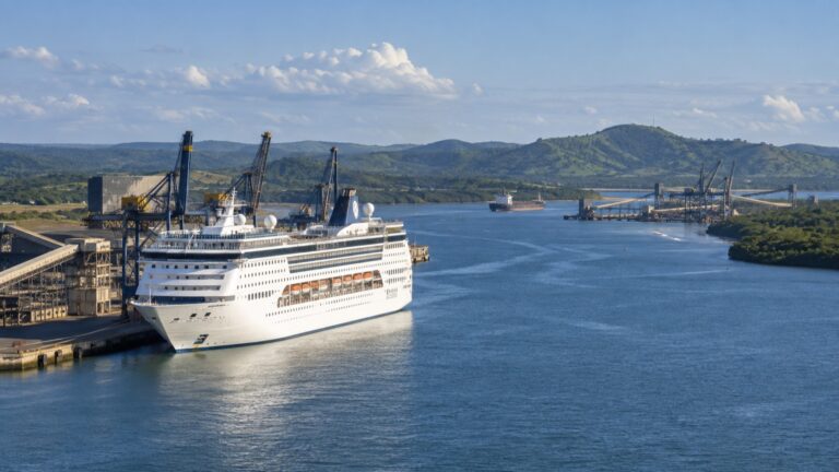 Cruise ship in Richards Bay’s working harbor