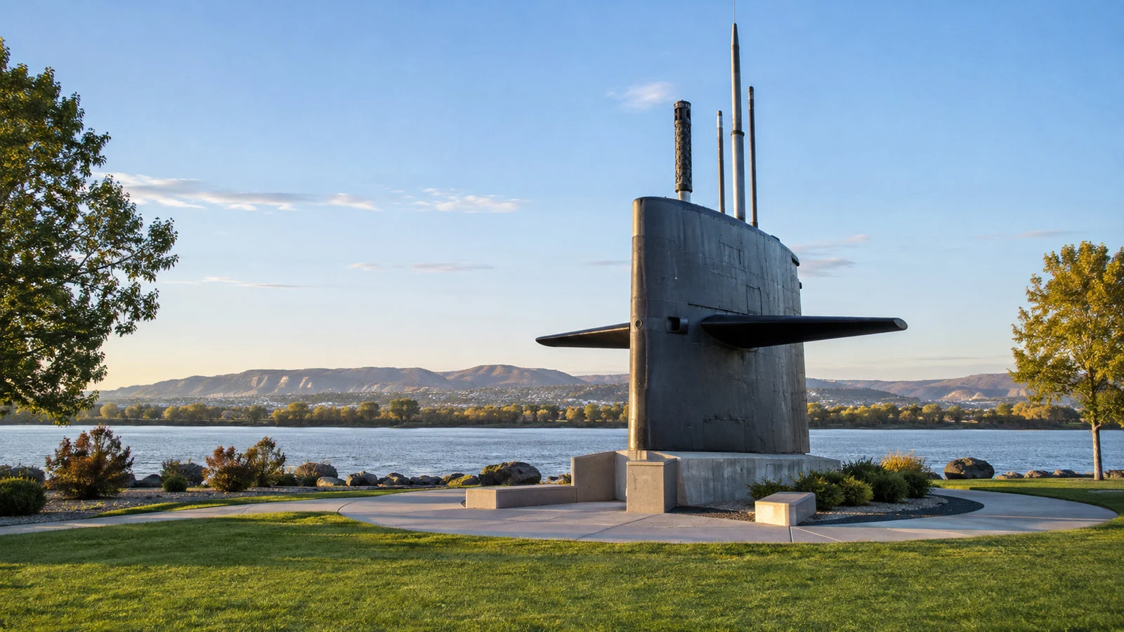Preserved conning tower and sail of USS Triton at USS Triton Sail Park in Richland, Washington, no submarine hull