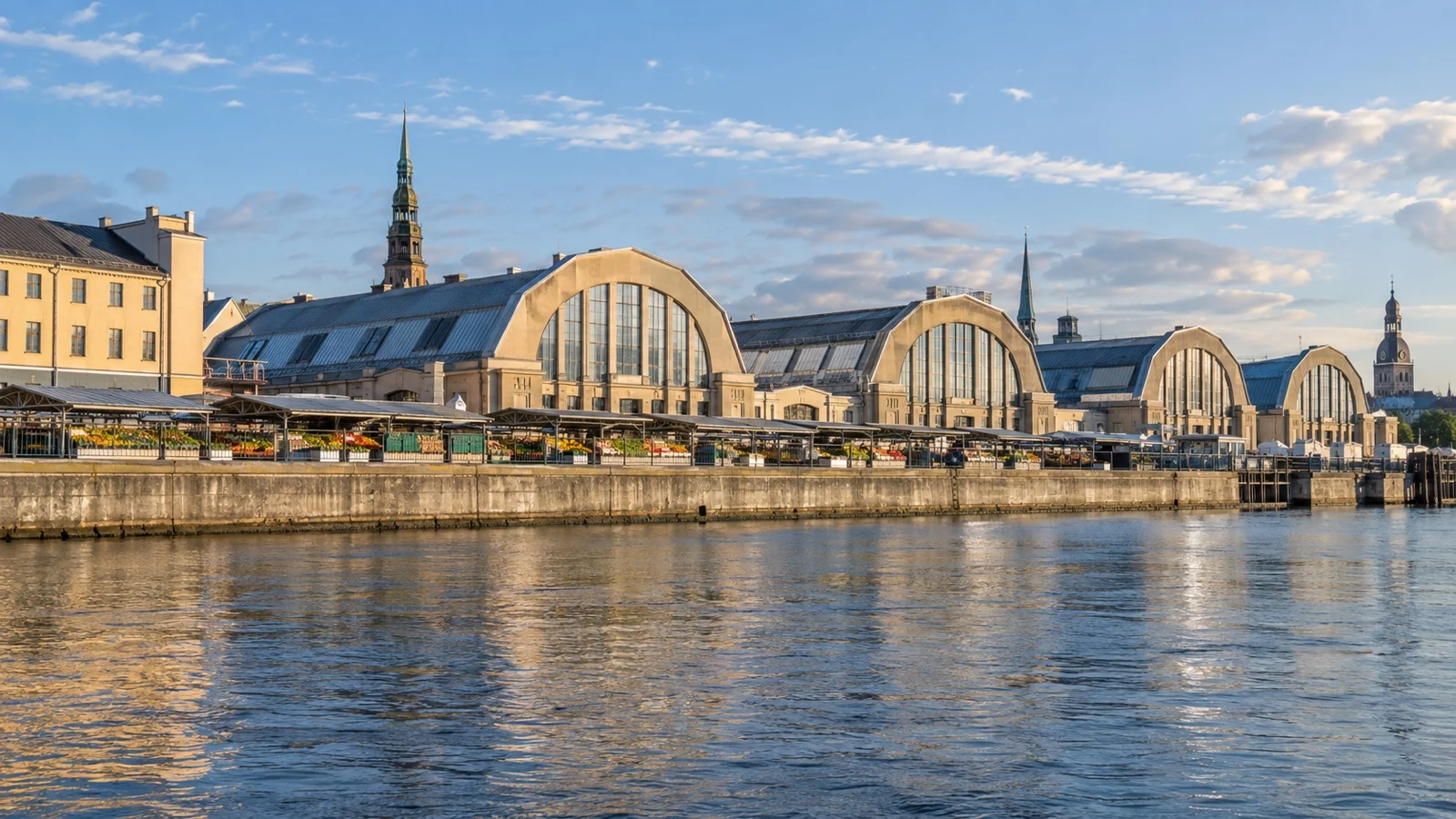 Arched pavilions and produce stalls at Riga Central Market