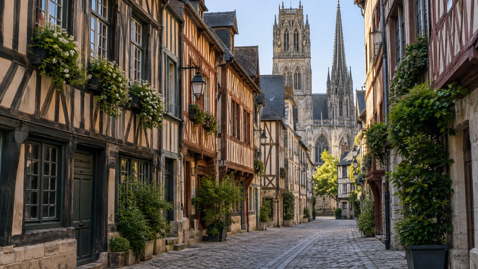 Timbered old town street in Rouen