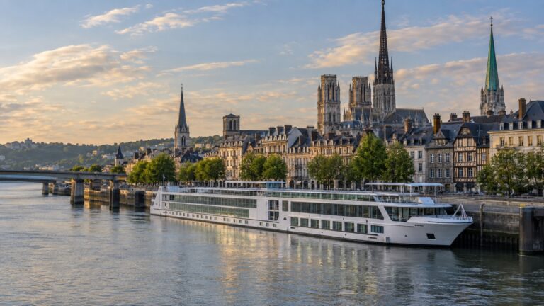 River cruise ship moored at Rouen quay