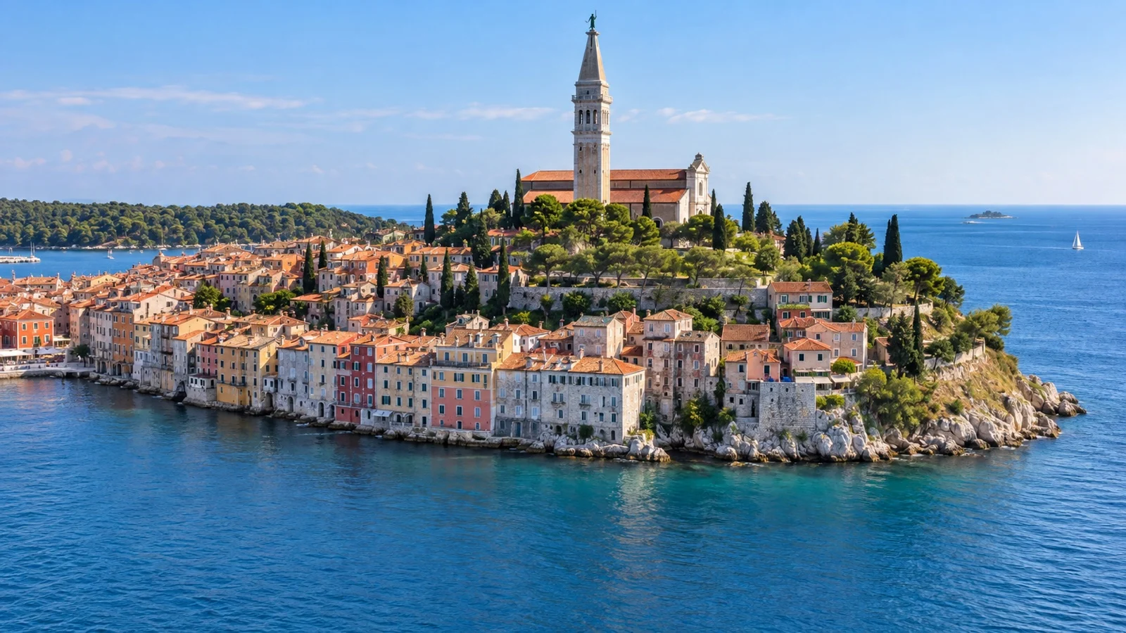 Church of Saint Euphemia above Rovinj rooftops