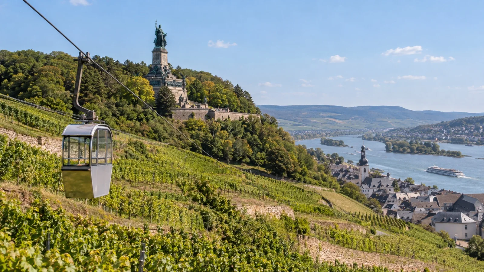 Rüdesheim cable car over Rhine vineyards