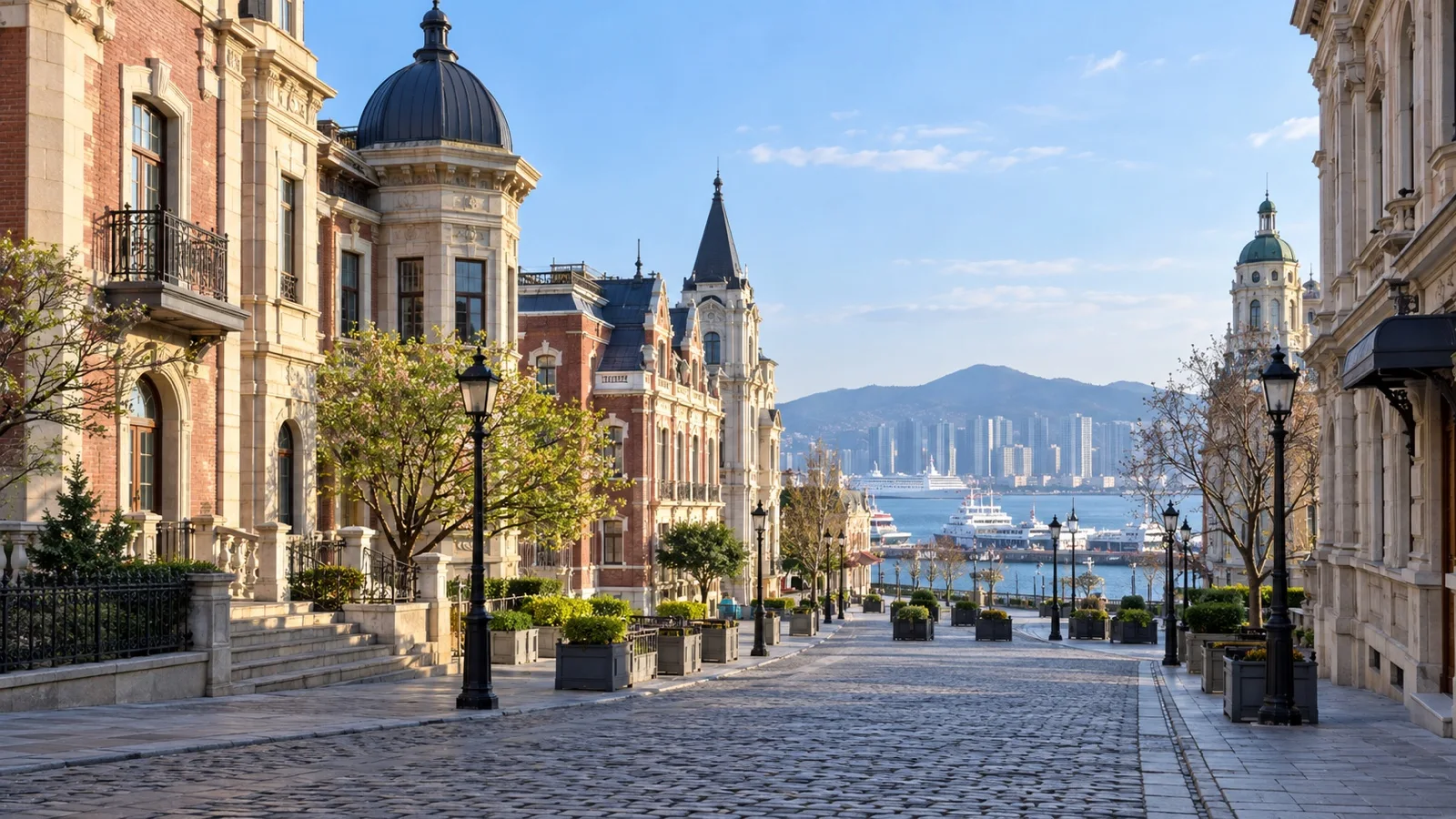 European-influenced buildings along Russian Style Street in Dalian