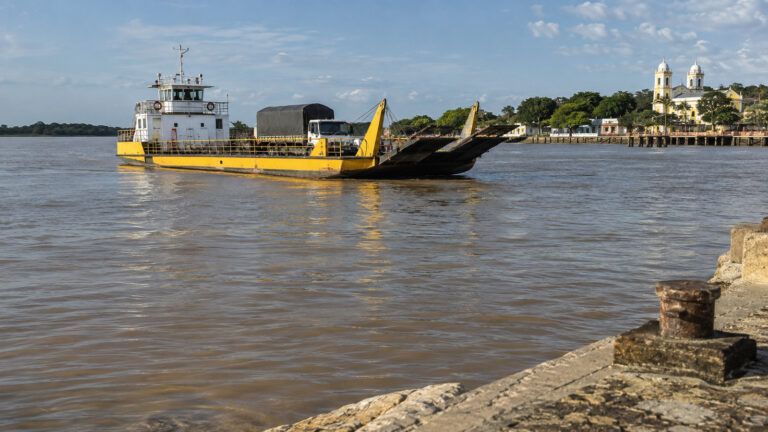 Yellow river ferry at Sitionuevo on the Magdalena River