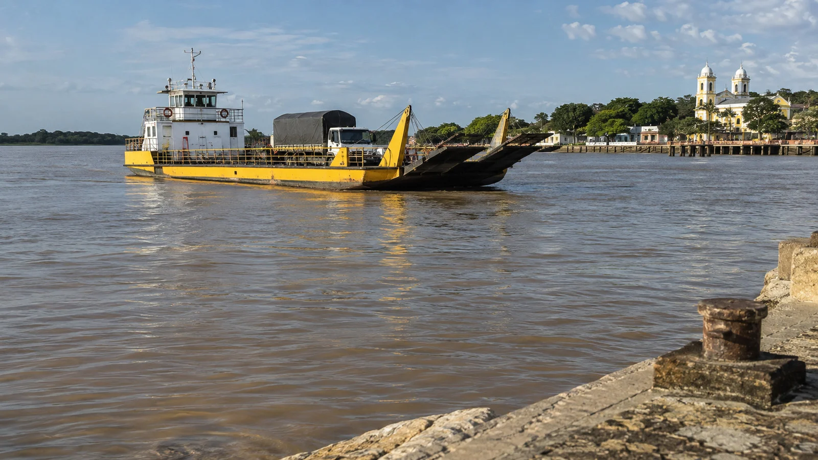 Yellow river ferry at Sitionuevo on the Magdalena River