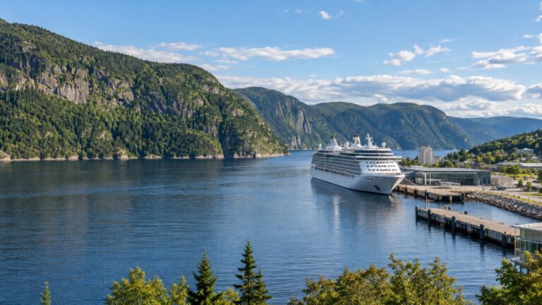 Cruise ship at La Baie on the Saguenay Fjord