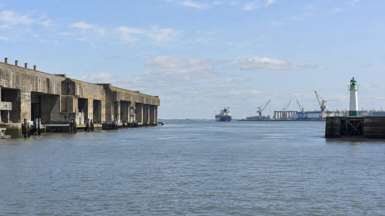 Entrance to the Port of Saint-Nazaire beside the former submarine base