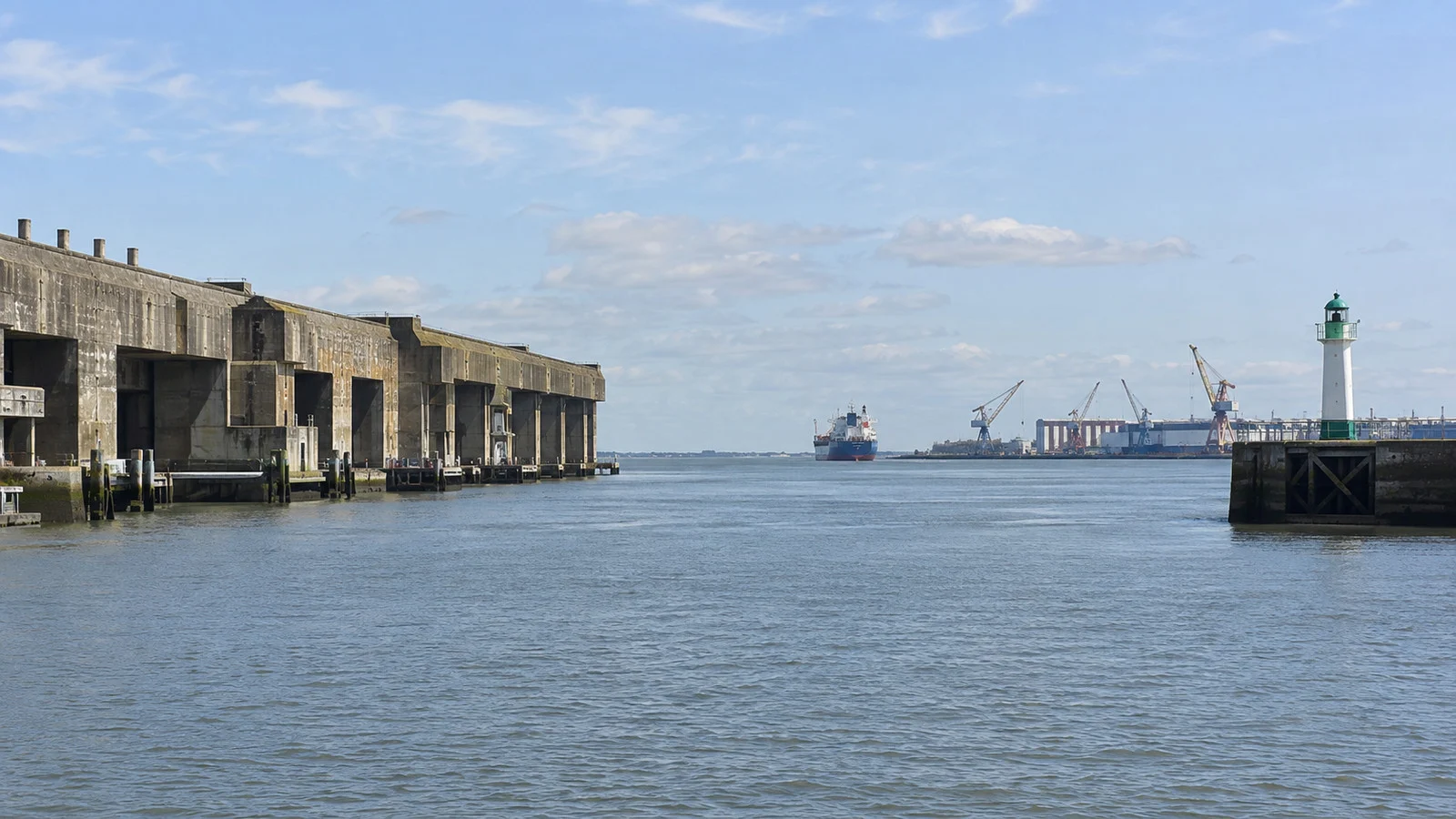 Entrance to the Port of Saint-Nazaire beside the former submarine base