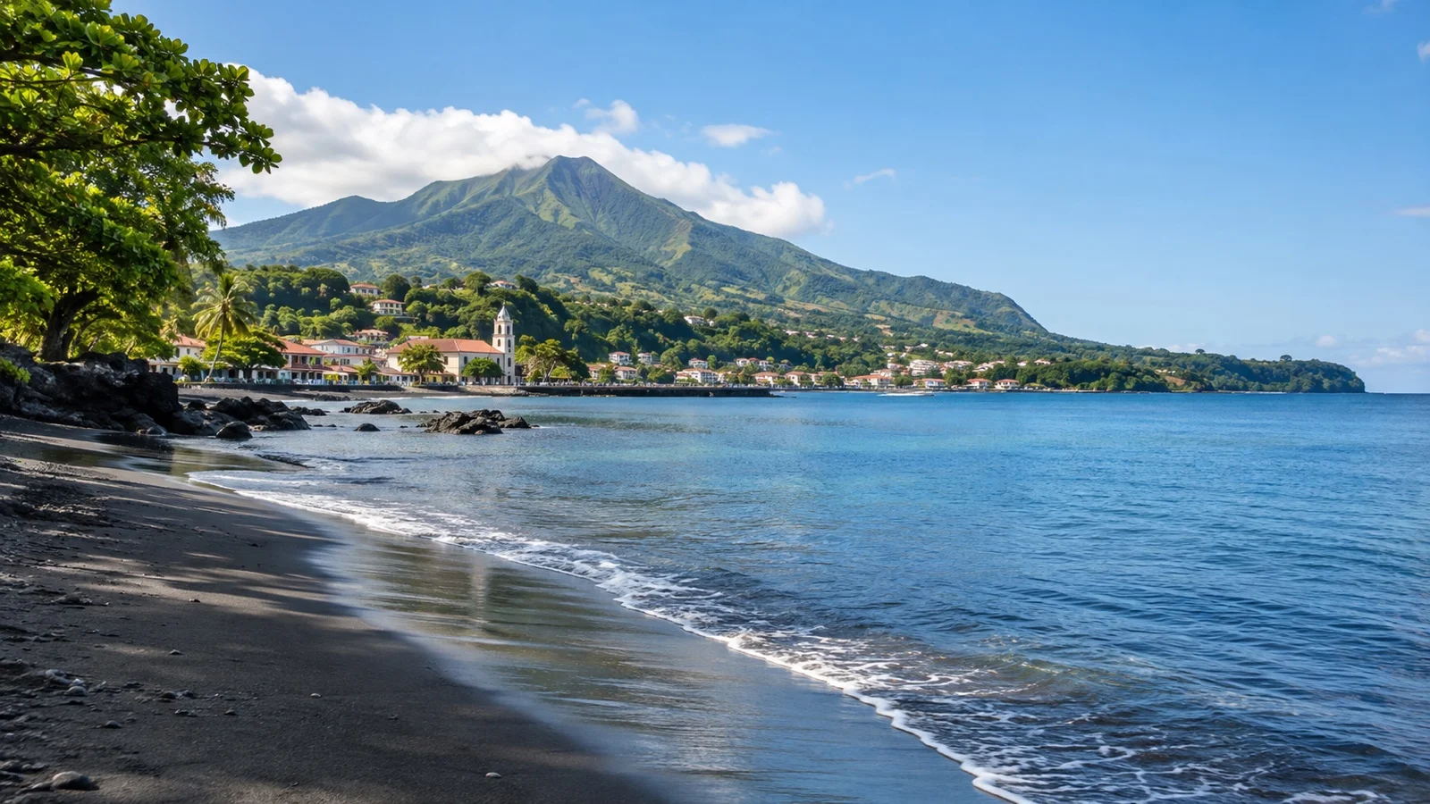 Black sand beach on Martinique's north coast near Saint-Pierre