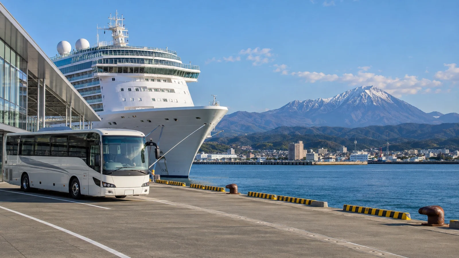 Empty shuttle near Sakaiminato cruise terminal