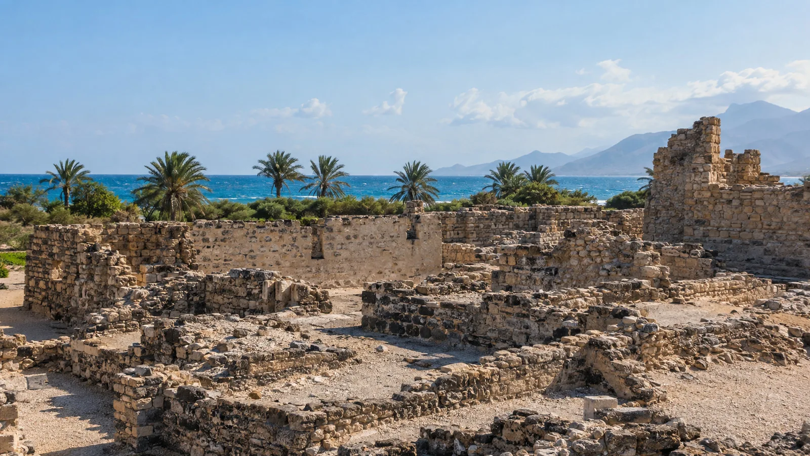 Ancient stone ruins at Al Baleed Archaeological Park