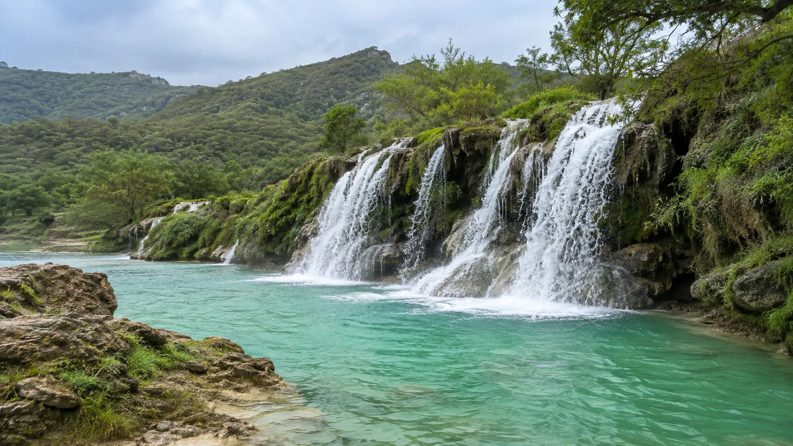 Waterfalls and green pools at Wadi Darbat near Salalah