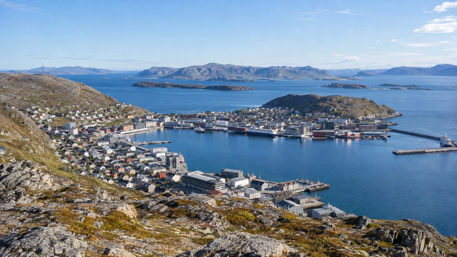 View over Hammerfest harbor from Salen