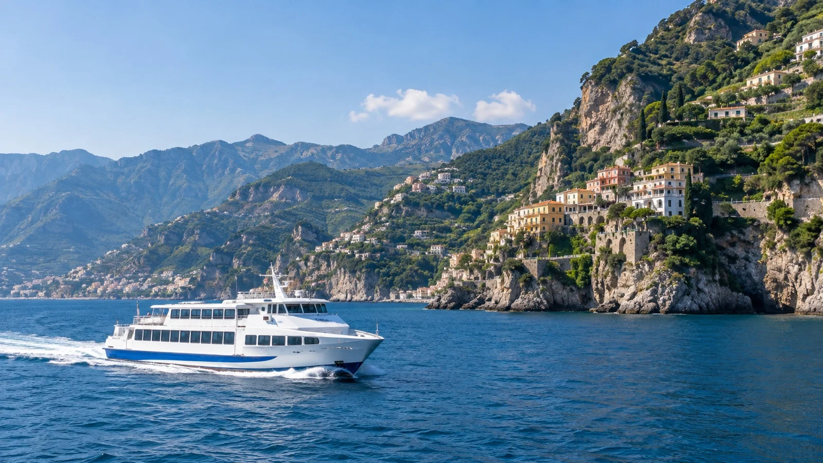 Passenger ferry off the Amalfi Coast near Salerno