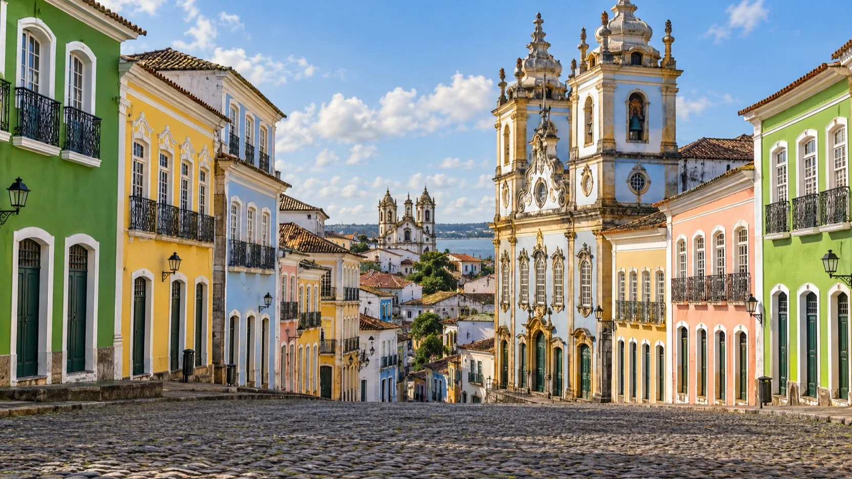 Colorful colonial buildings in Salvador’s Pelourinho district