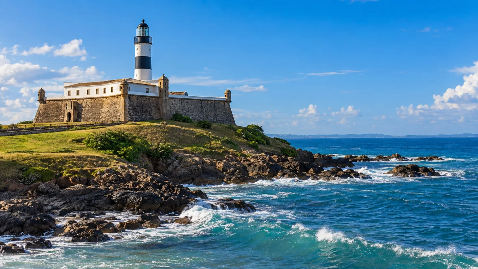 Farol da Barra lighthouse at Salvador’s Atlantic shore