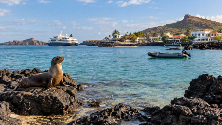 San Cristóbal Island landscape from the cruise route