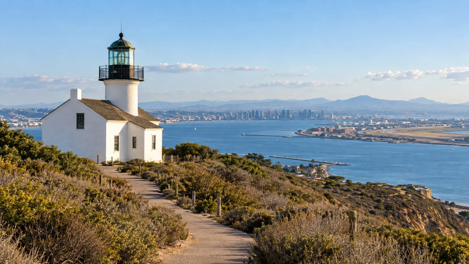 Old Point Loma Lighthouse above the San Diego coast at Cabrillo National Monument