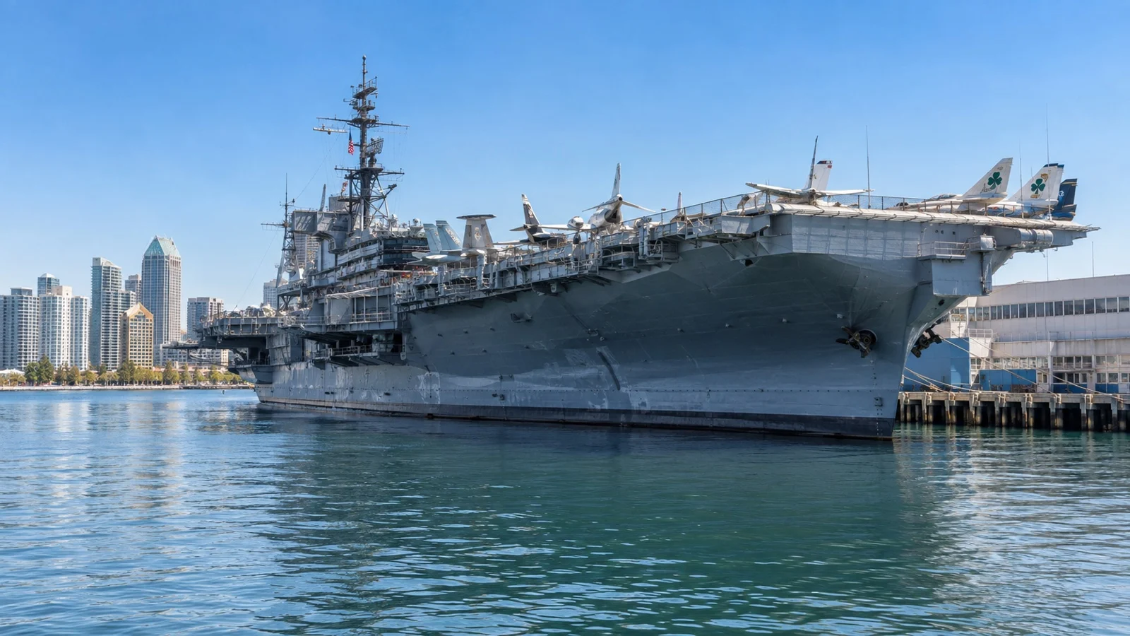 USS Midway aircraft carrier docked on San Diego Bay