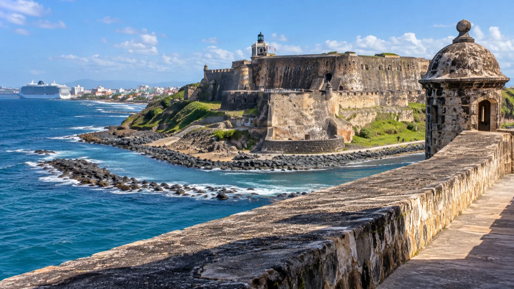 El Morro fort and coastal ramparts in San Juan, Puerto Rico