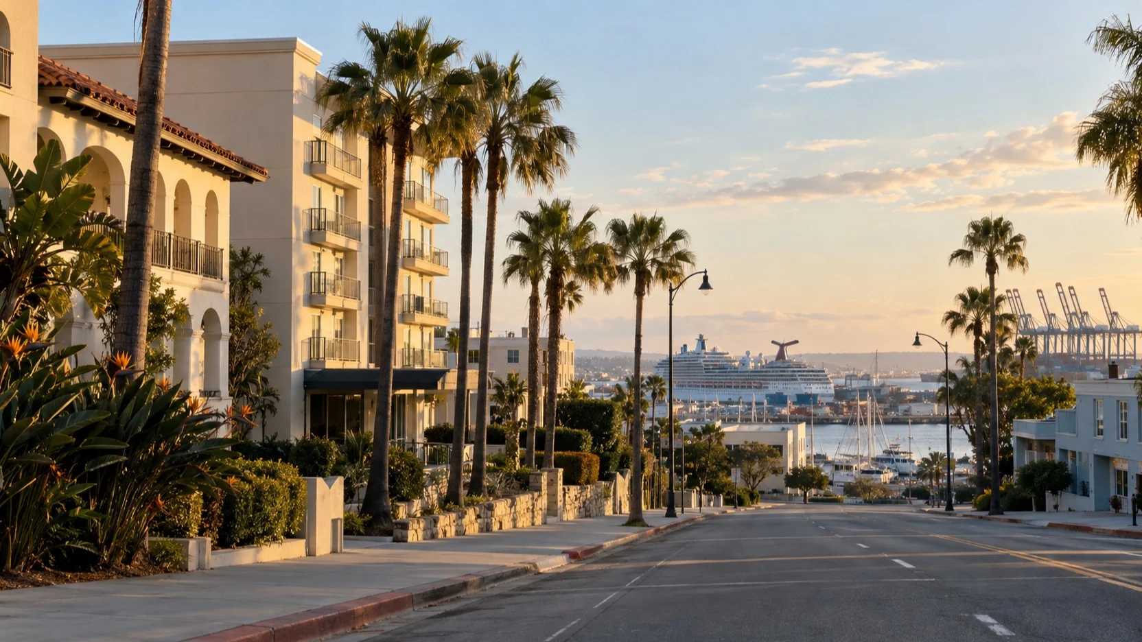 Quiet lodging district in San Pedro near the cruise port