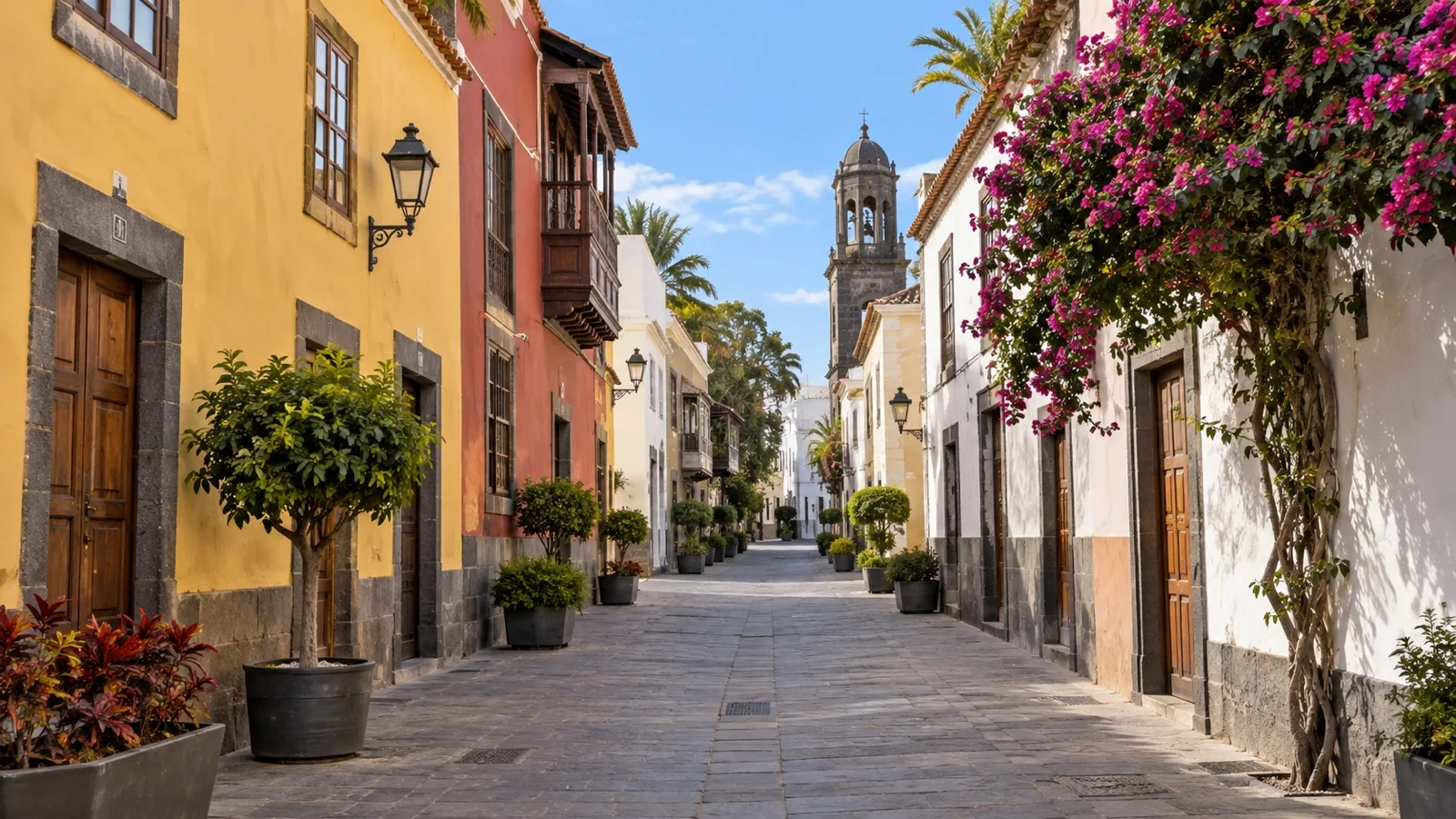 Historic center street in Santa Cruz de Tenerife
