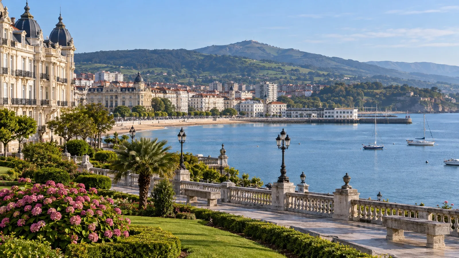 Gardens and promenade along Santander bay