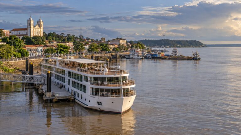 Cruise ship at Santarém dock on the Amazon River