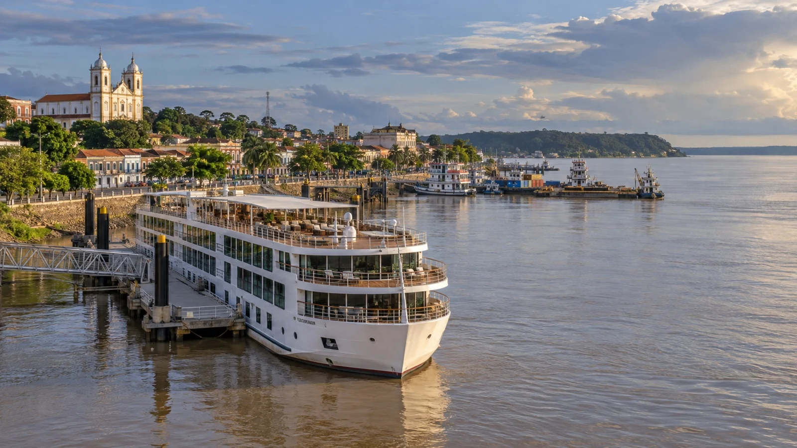 Cruise ship at Santarém dock on the Amazon River