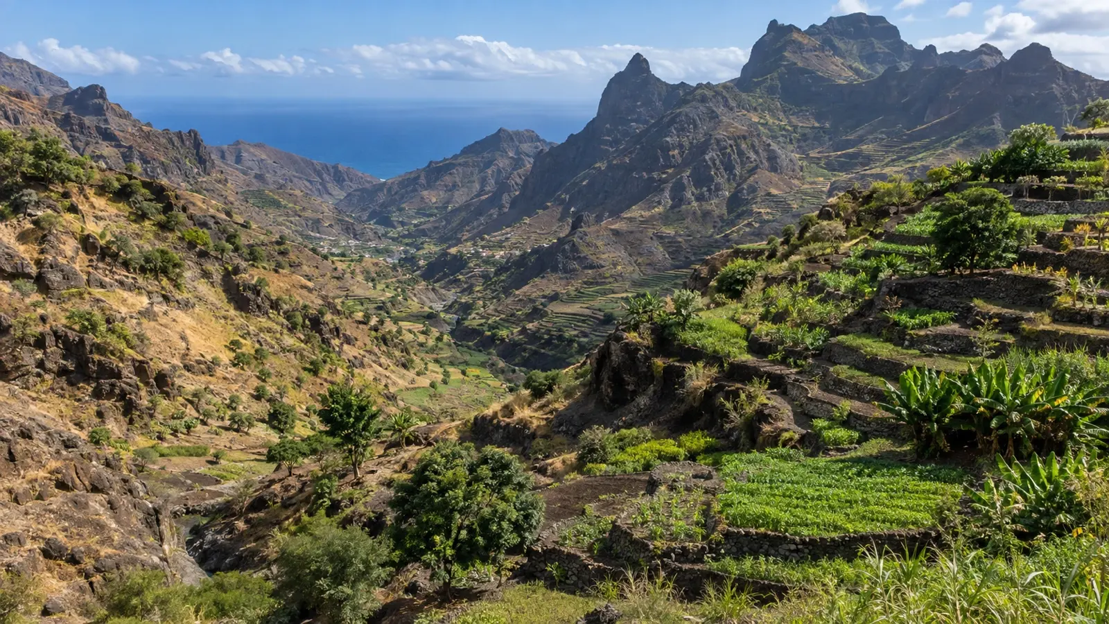 Volcanic mountain landscape of Santiago, Cape Verde