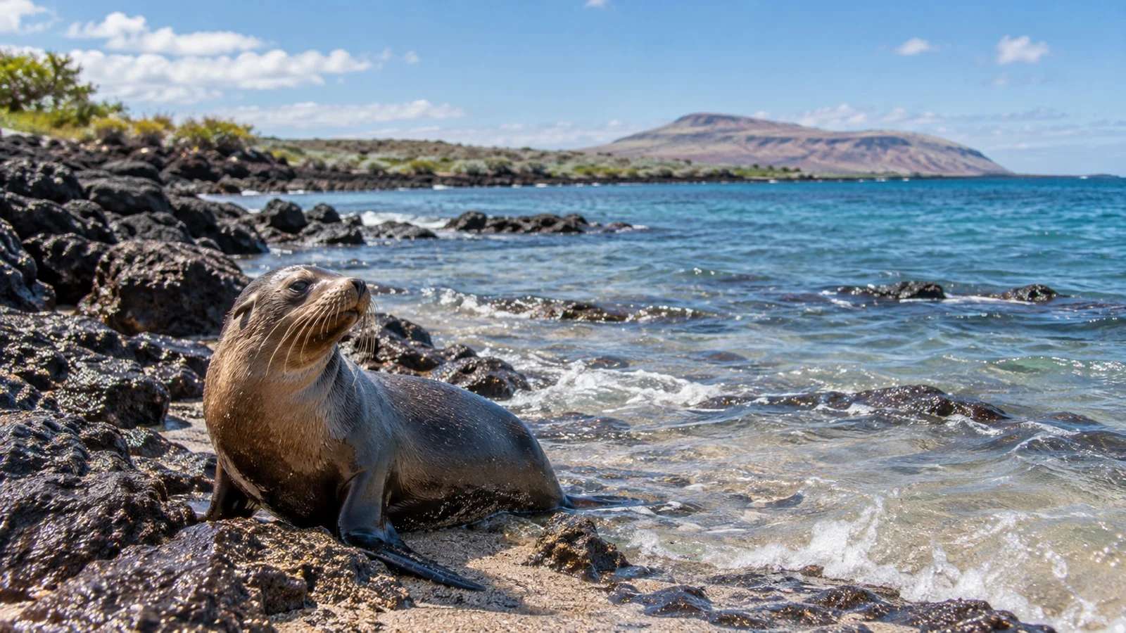 Galápagos fur seal along Puerto Egas coast