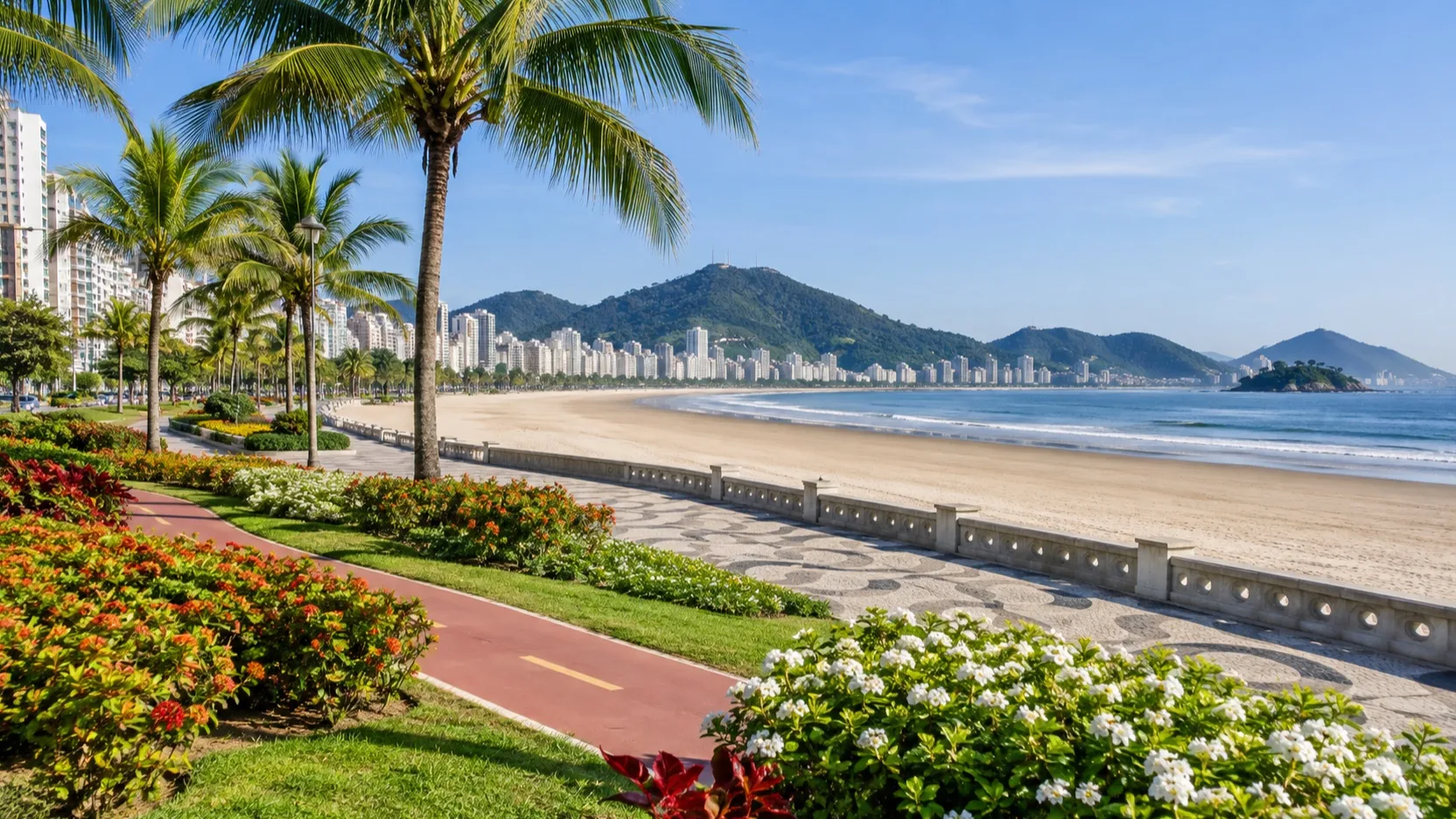 Beachfront garden and promenade in Santos