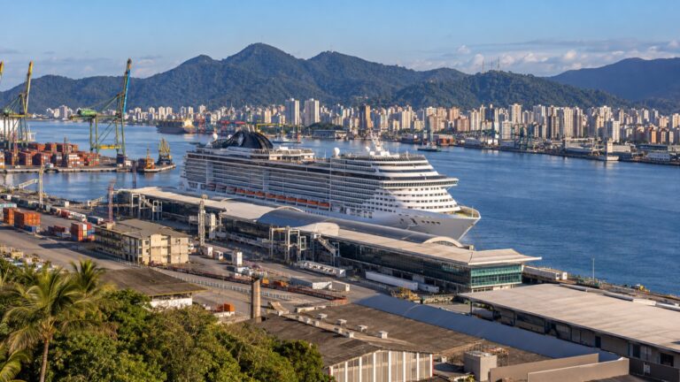 Cruise ship at Santos's Concais passenger terminal