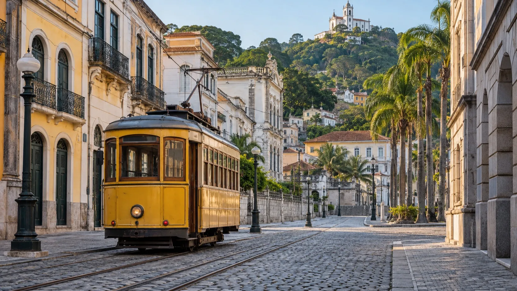 Historic streetcar in the center of Santos