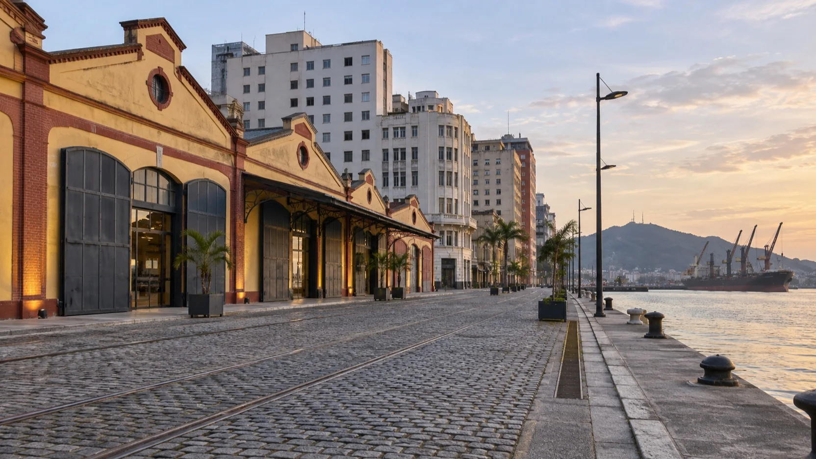 Restored port buildings in Santos' Valongo district