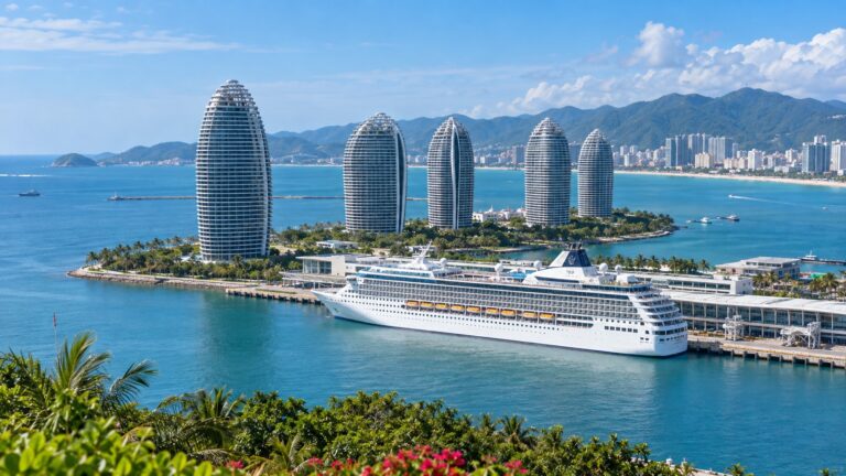 Cruise ship at Sanya Phoenix Island terminal on Hainan