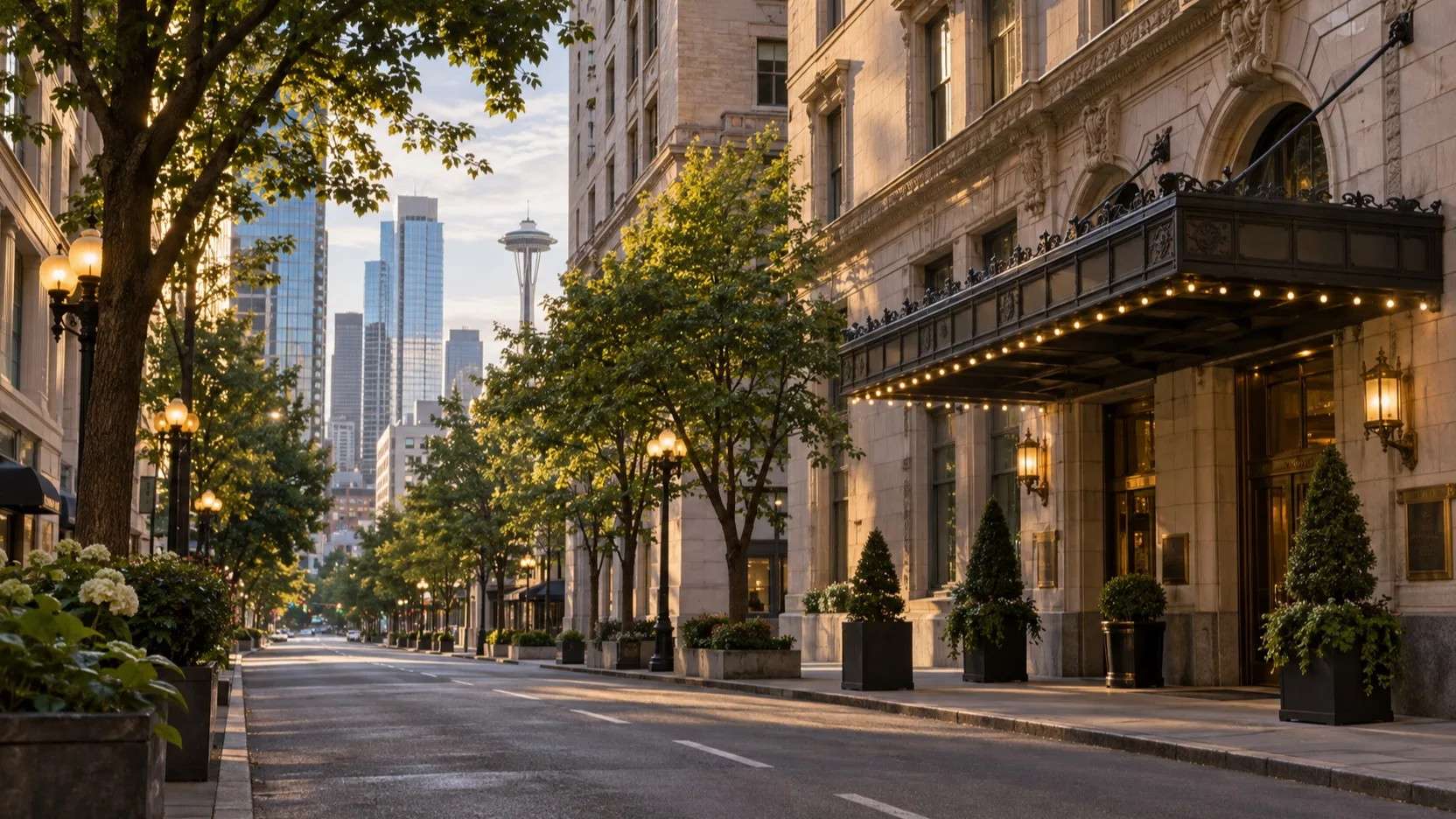 Historic downtown Seattle hotel district near University Street