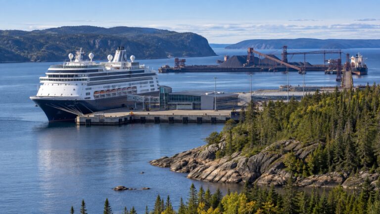 Cruise ship at Monseigneur-Blanche terminal in Sept-Îles