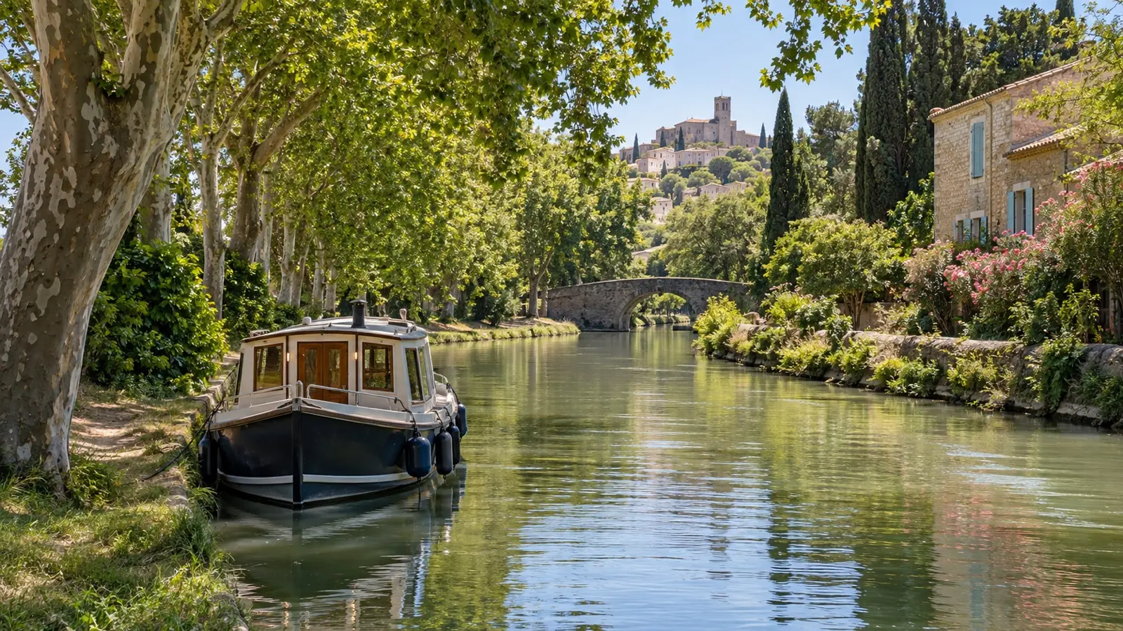 Canal boat near Sète Canal du Midi connection