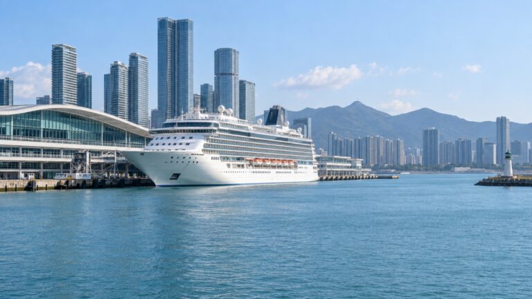 Shekou cruise terminal and nearby hotel towers