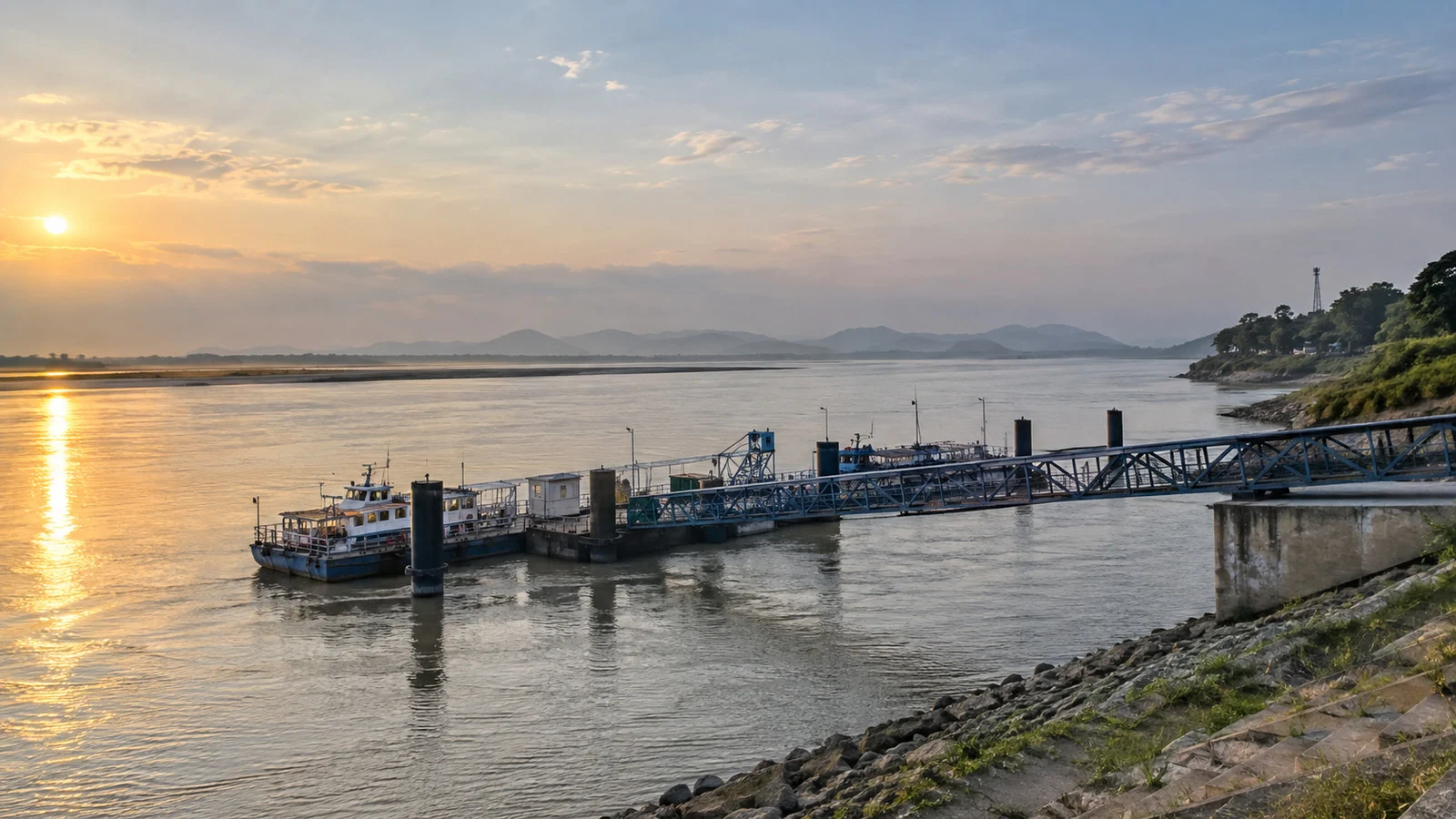 Brahmaputra river landing at Silghat
