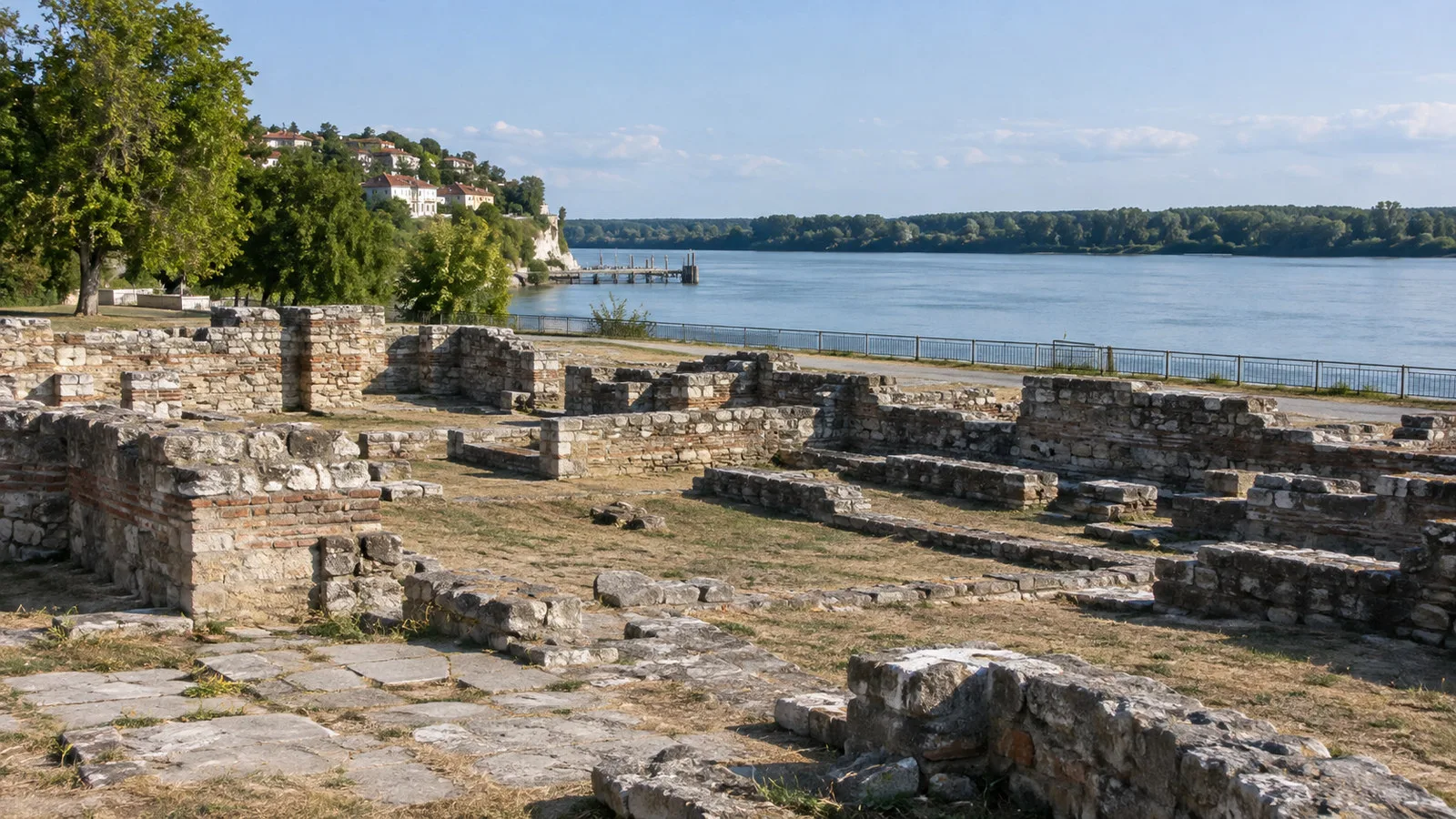 Durostorum Roman ruins in central Silistra Bulgaria low masonry remains and archaeological site, no people
