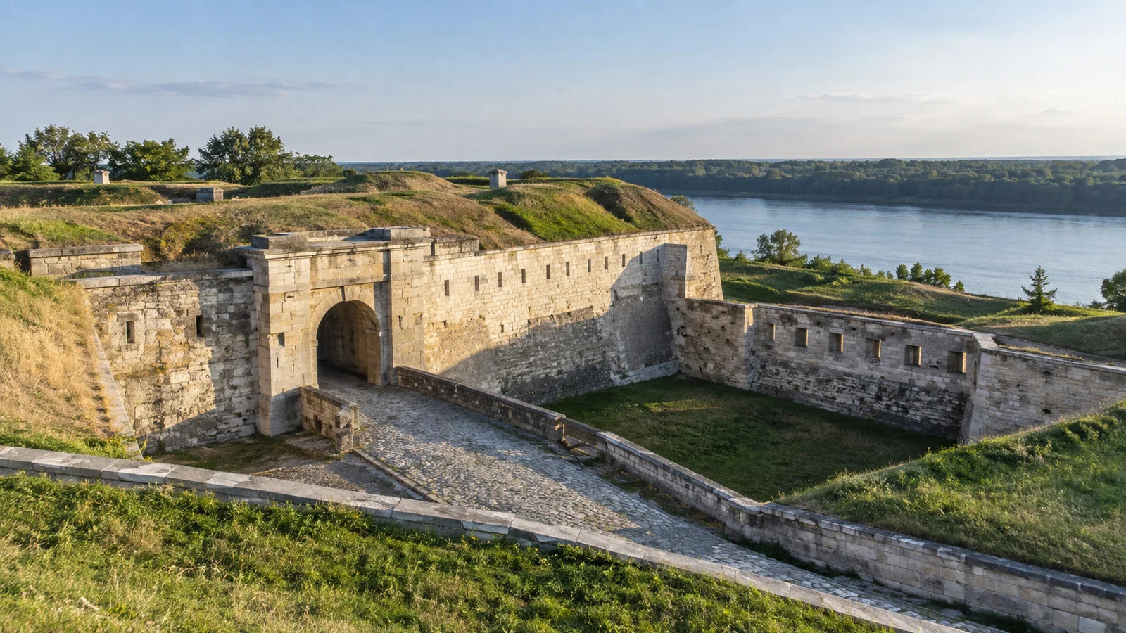 Medzhidi Tabia Ottoman fortress near Silistra Bulgaria with earthworks and stone walls, no people